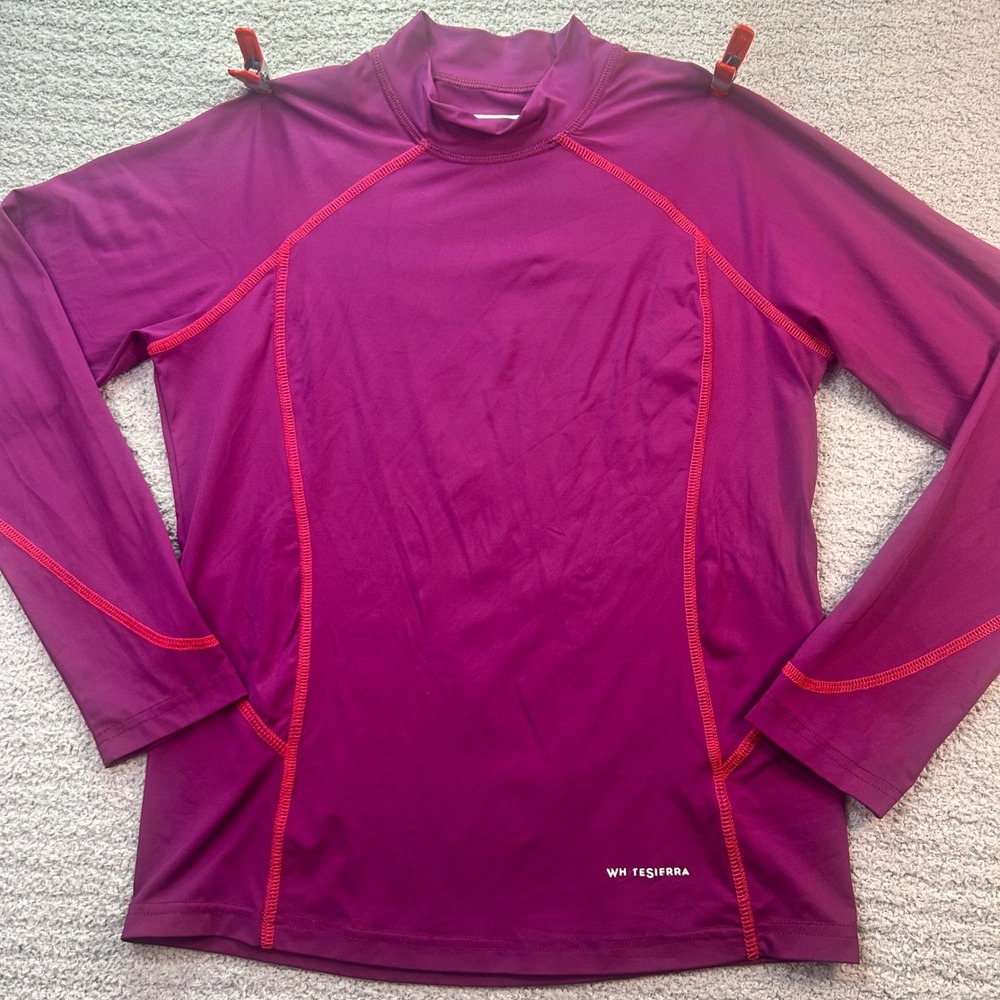 White Sierra Mock Neck Base Layer Top Purple Size M Athletic Hiking